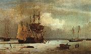 Fitz Hugh Lane Ships Stuck in Ice off Ten Pound Island, Gloucester oil on canvas